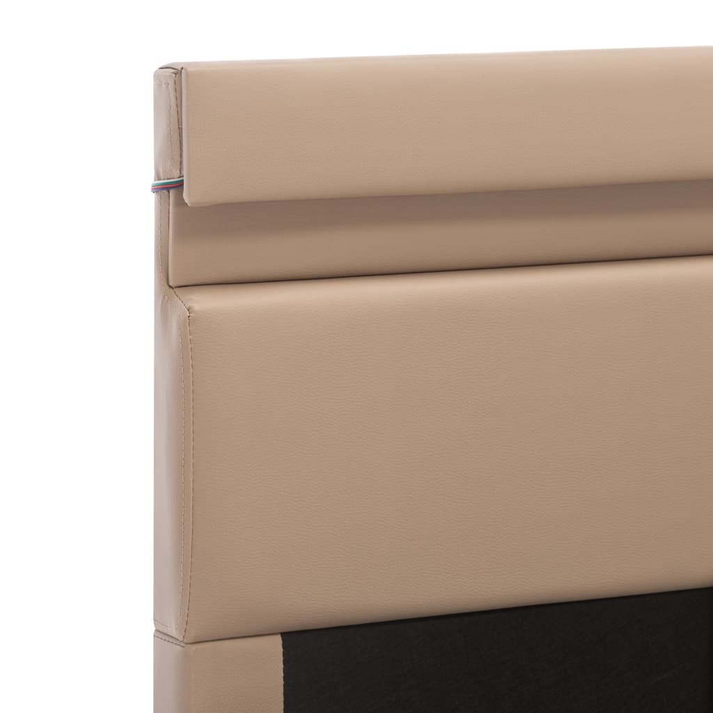 Stauraumbett mit LED Cappuccino-Braun Kunstleder 100×200cm