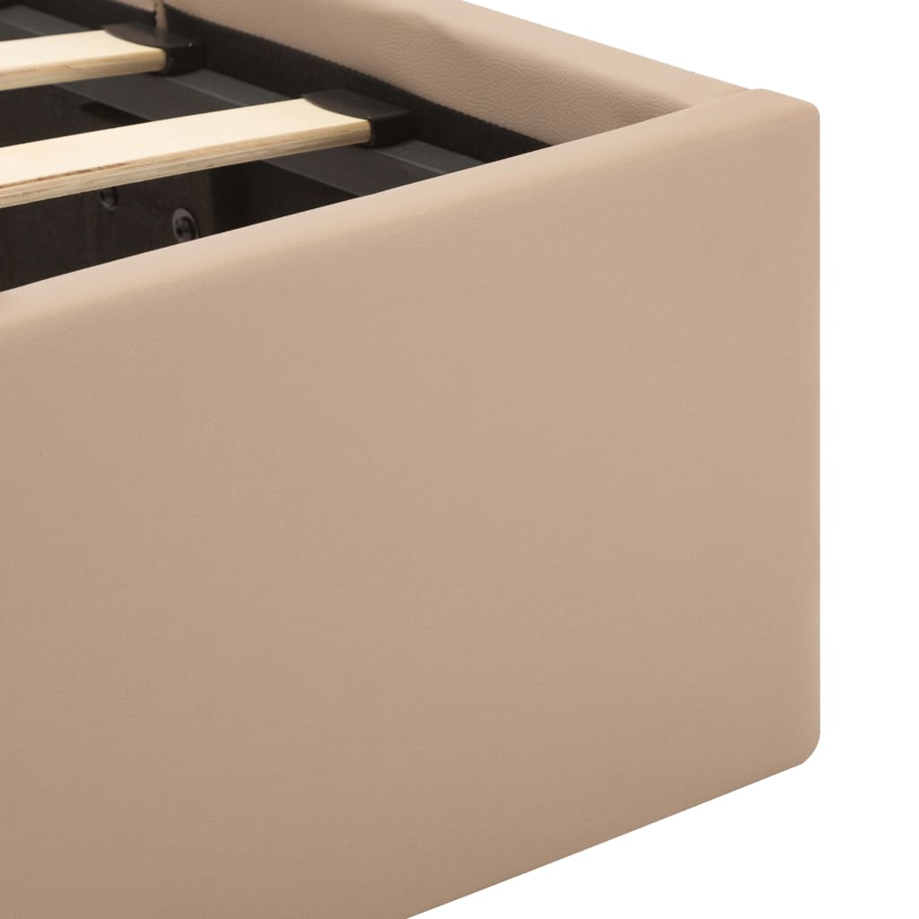 Stauraumbett mit LED Cappuccino-Braun Kunstleder 100×200cm