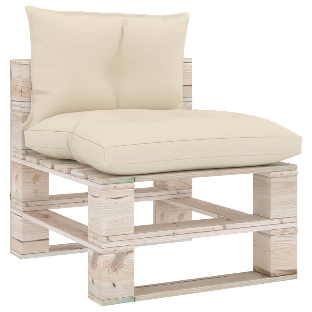 Palettensofa-Auflagen 2 Stk. Creme Stoff