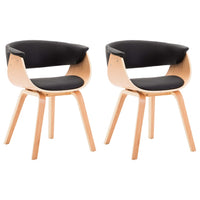 Thumbnail for Esszimmerstühle 2 Stk. Schwarz Bugholz und Kunstleder