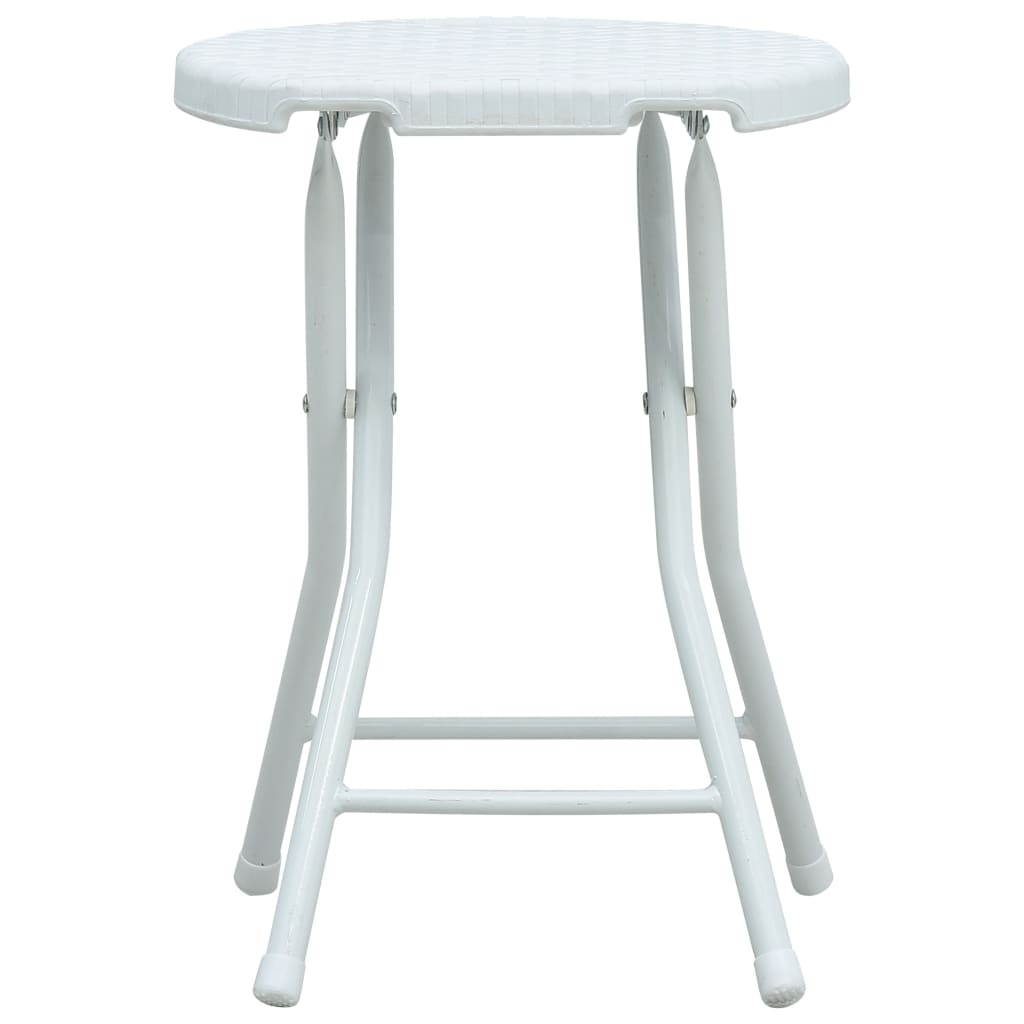 Klappbare Garten-Hocker 4 Stk. Weiß HDPE Rattanoptik