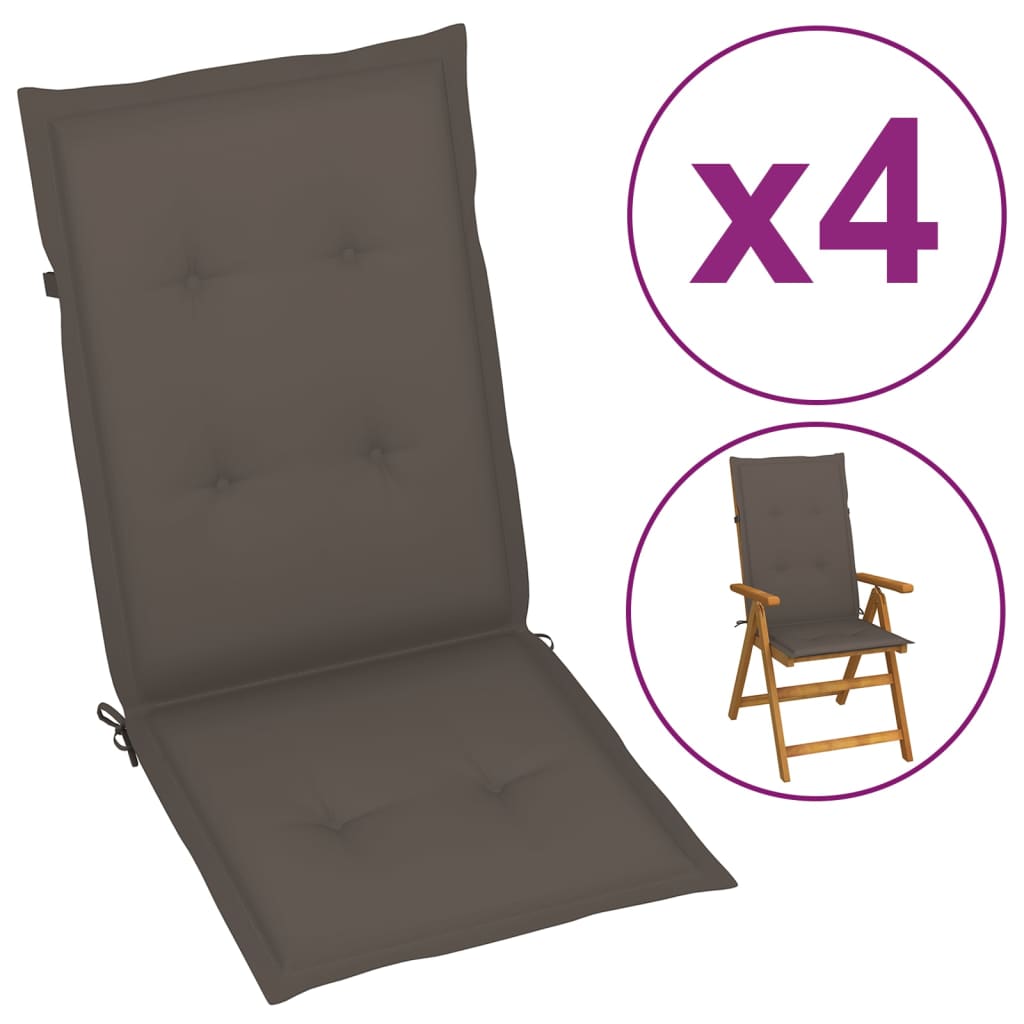 Gartenstuhlauflagen 4 Stk. Taupe 120x50x3 cm