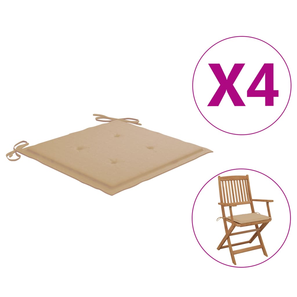 Gartenstuhl-Kissen 4 Stk. Beige 40x40x3 cm