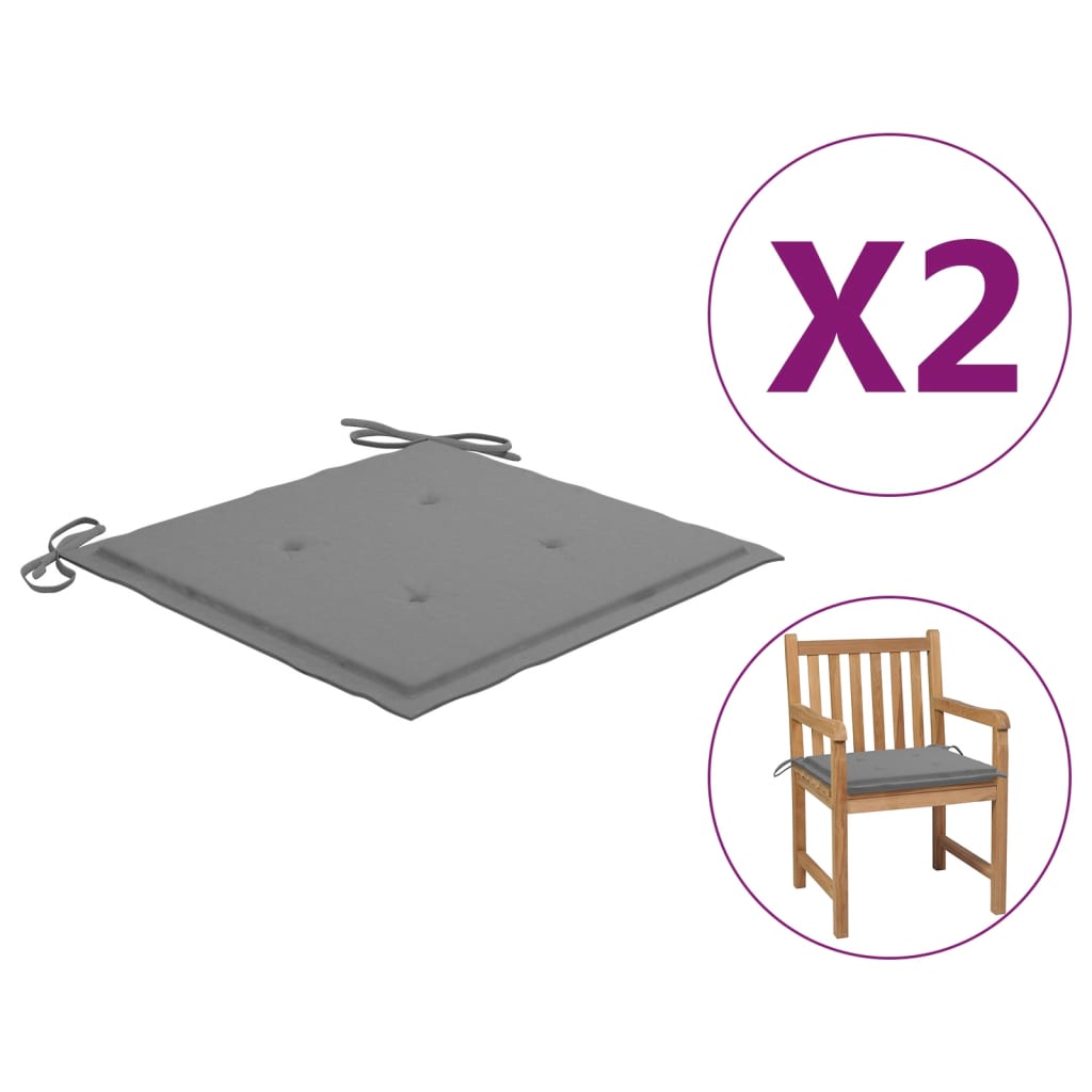 Gartenstuhl-Kissen 2 Stk. Grau 50×50×3 cm