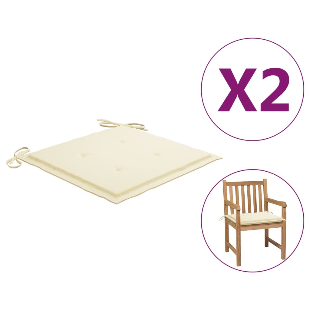 Gartenstuhl-Kissen 2 Stk. Creme 50×50×3 cm