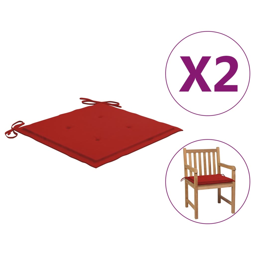 Gartenstuhl-Kissen 2 Stk. Rot 50×50×3 cm