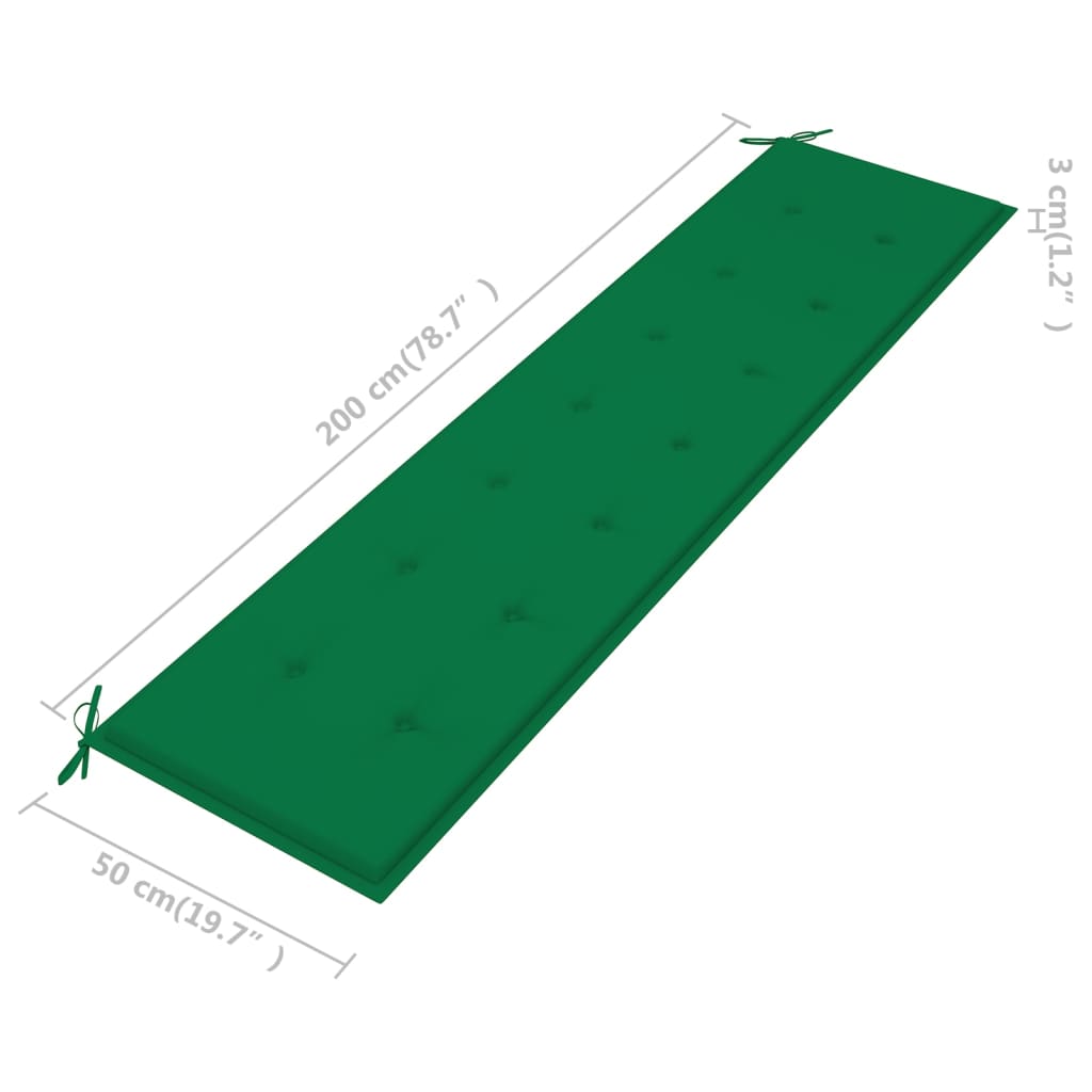Gartenbank-Auflage Grün 200x50x3 cm Oxford-Gewebe