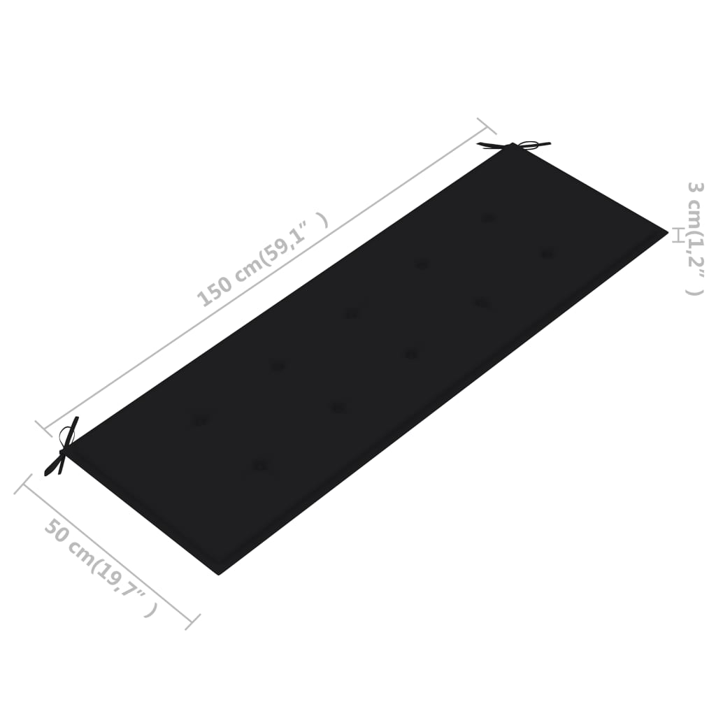 Gartenbank-Auflage Schwarz 150x50x3 cm