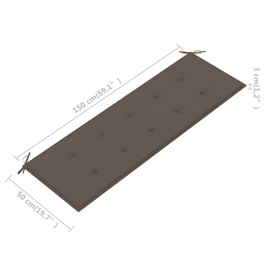 Gartenbank-Auflage Taupe 150x50x3 cm