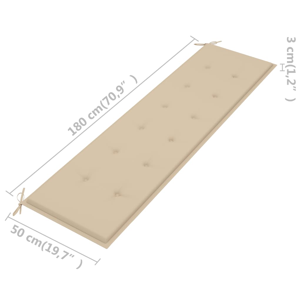 Gartenbank-Auflage Beige 180x50x3 cm