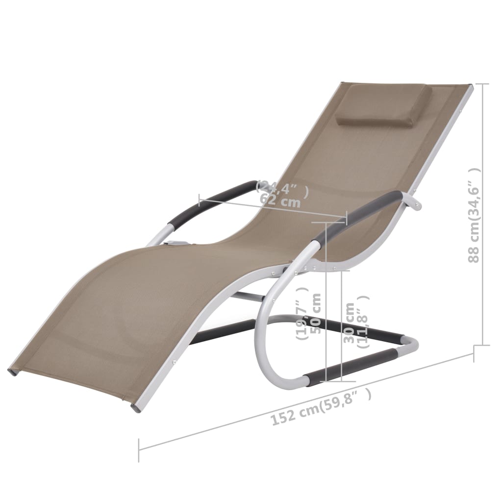 Sonnenliege mit Auflage Aluminium und Textilene Taupe