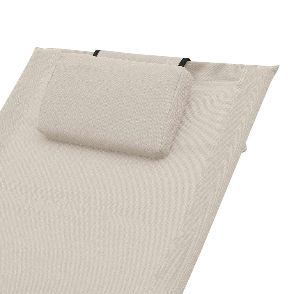 Sonnenliege mit Auflage Creme Textilene
