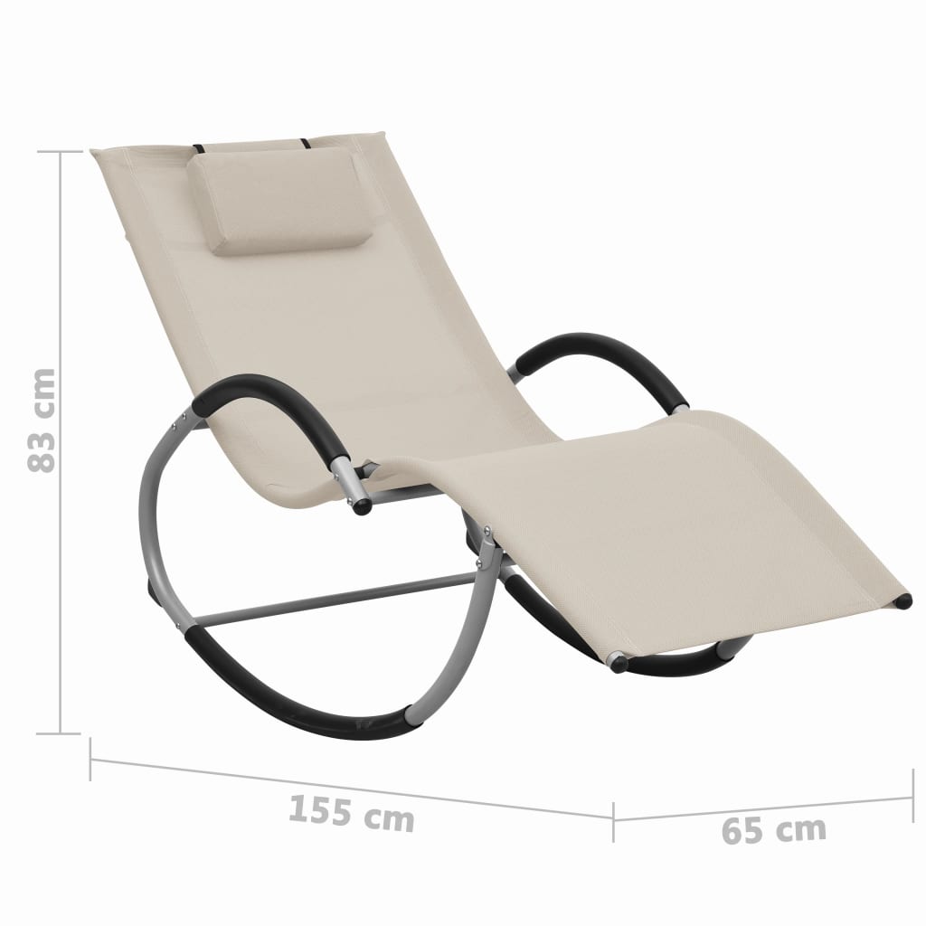 Sonnenliege mit Auflage Creme Textilene