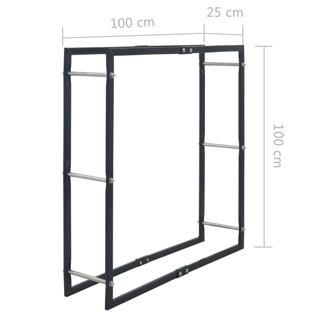 Brennholzregal Schwarz 100×25×100 cm Stahl