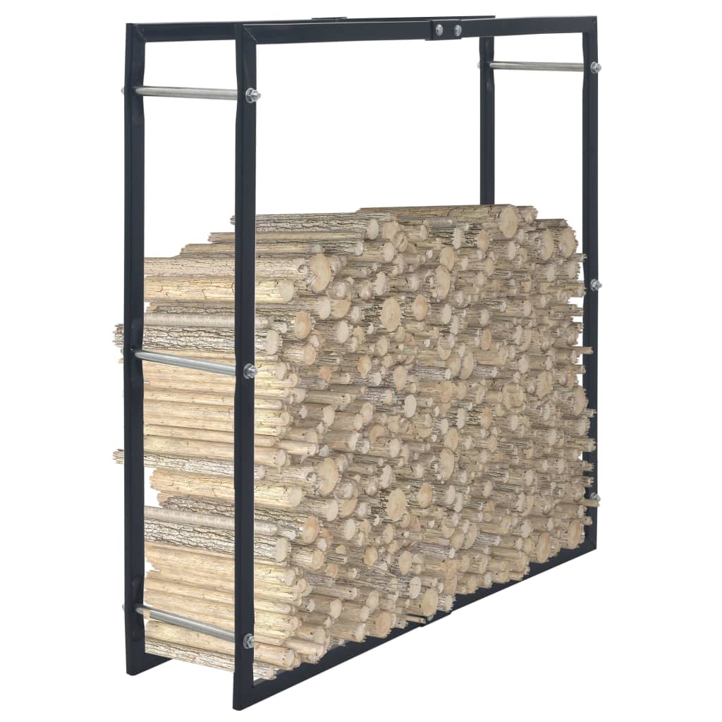 Brennholzregal Schwarz 100×25×100 cm Stahl