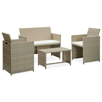Thumbnail for 4-tlg. Garten-Lounge-Set mit Auflagen Beige Poly Rattan
