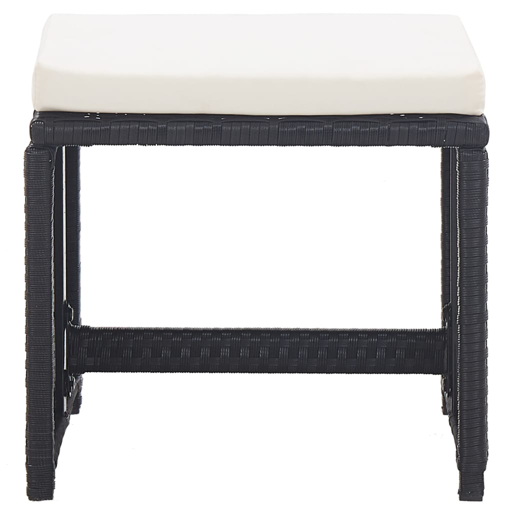 Gartenhocker 2 Stk. mit Sitzkissen Poly Rattan Schwarz