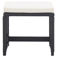 Thumbnail for Gartenhocker 2 Stk. mit Sitzkissen Poly Rattan Schwarz