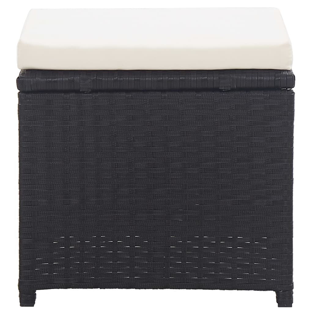 Gartenhocker 2 Stk. mit Sitzkissen Poly Rattan Schwarz