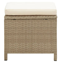 Thumbnail for Gartenhocker 2 Stk. mit Sitzkissen Poly Rattan Beige