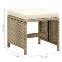Thumbnail for Gartenhocker 2 Stk. mit Sitzkissen Poly Rattan Beige