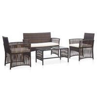 Thumbnail for 4-tlg. Garten-Lounge-Set mit Auflage Poly Rattan Braun