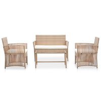 Thumbnail for 4-tlg. Garten-Lounge-Set mit Auflage Poly Rattan Beige