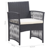 Thumbnail for Gartensessel mit Sitzkissen 2 Stk. Schwarz Poly Rattan