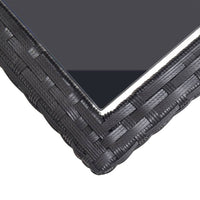Thumbnail for Gartentisch Schwarz 110×53×72 cm Glas und Poly Rattan