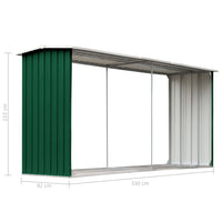 Thumbnail for Brennholzlager Verzinkter Stahl 330 x 92 x 153 cm Grün