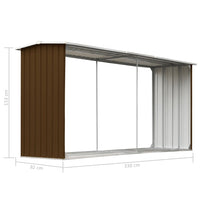Thumbnail for Brennholzlager Verzinkter Stahl 330 x 92 x 153 cm Braun