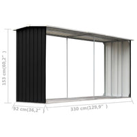 Thumbnail for Brennholzlager Verzinkter Stahl 330 x 92 x 153 cm Anthrazit