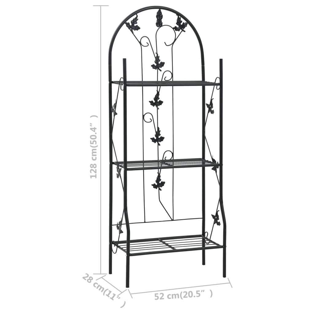 3-stufiges Pflanzenregal Schwarz 52 x 28 x 128 cm Eisen