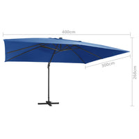 Thumbnail for Ampelschirm mit LED-Leuchten und Alu-Mast 400x300 cm Azurblau