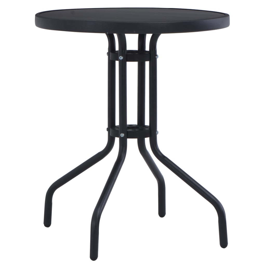 Gartentisch Schwarz 60 cm Stahl und Glas