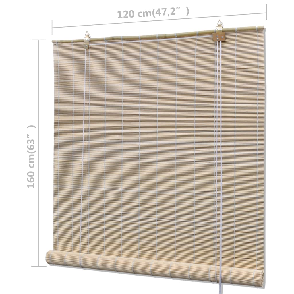 Rollos 2 Stk. Natürlicher Bambus 120 x 160 cm