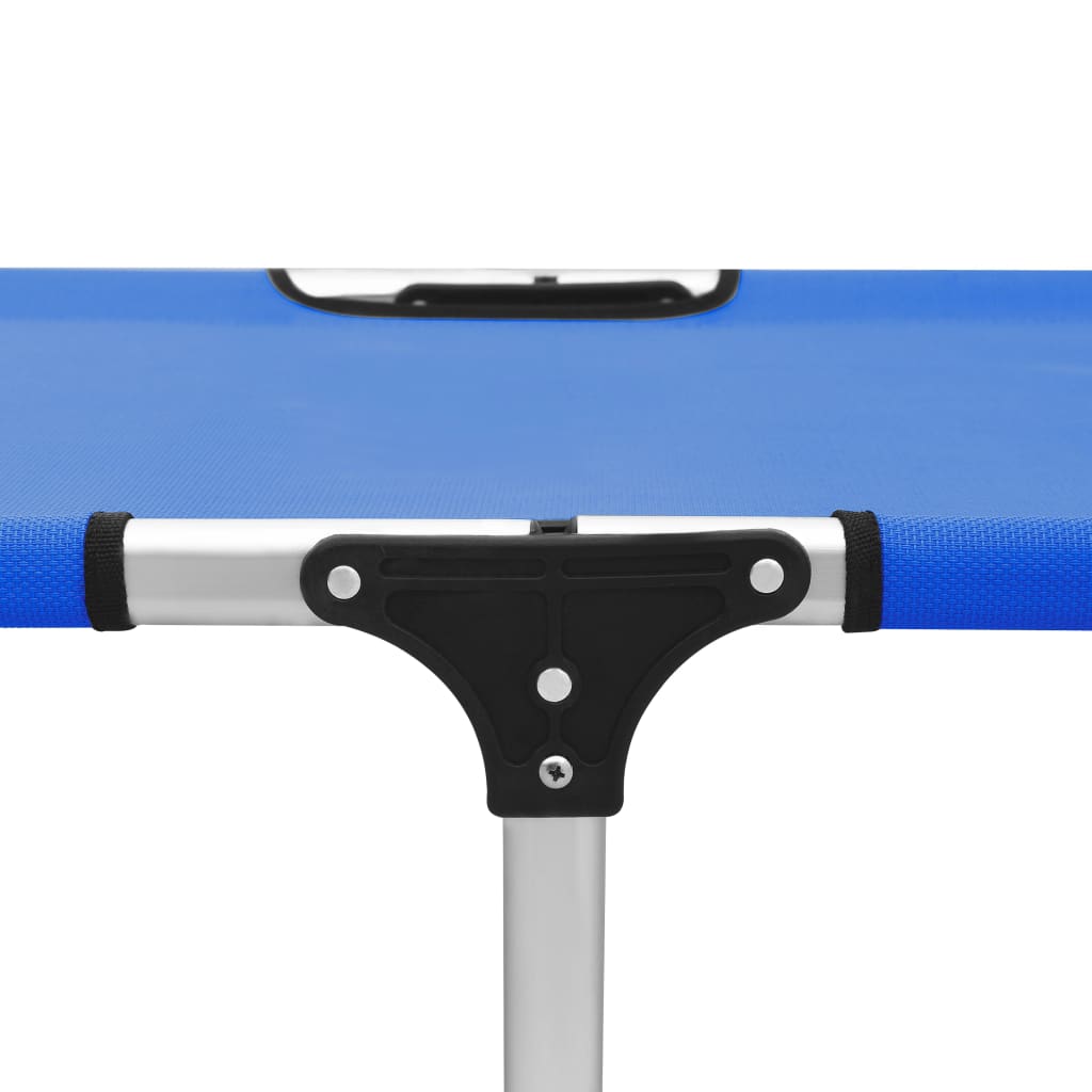 Extra Hohe Klappbare Senioren-Sonnenliege Blau Aluminium