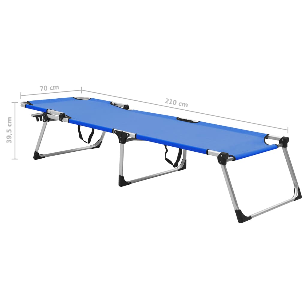 Extra Hohe Klappbare Senioren-Sonnenliege Blau Aluminium