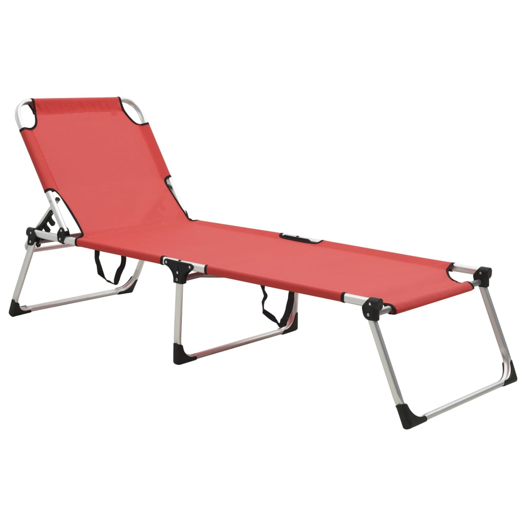 Extra Hohe Klappbare Senioren-Sonnenliege Rot Aluminium