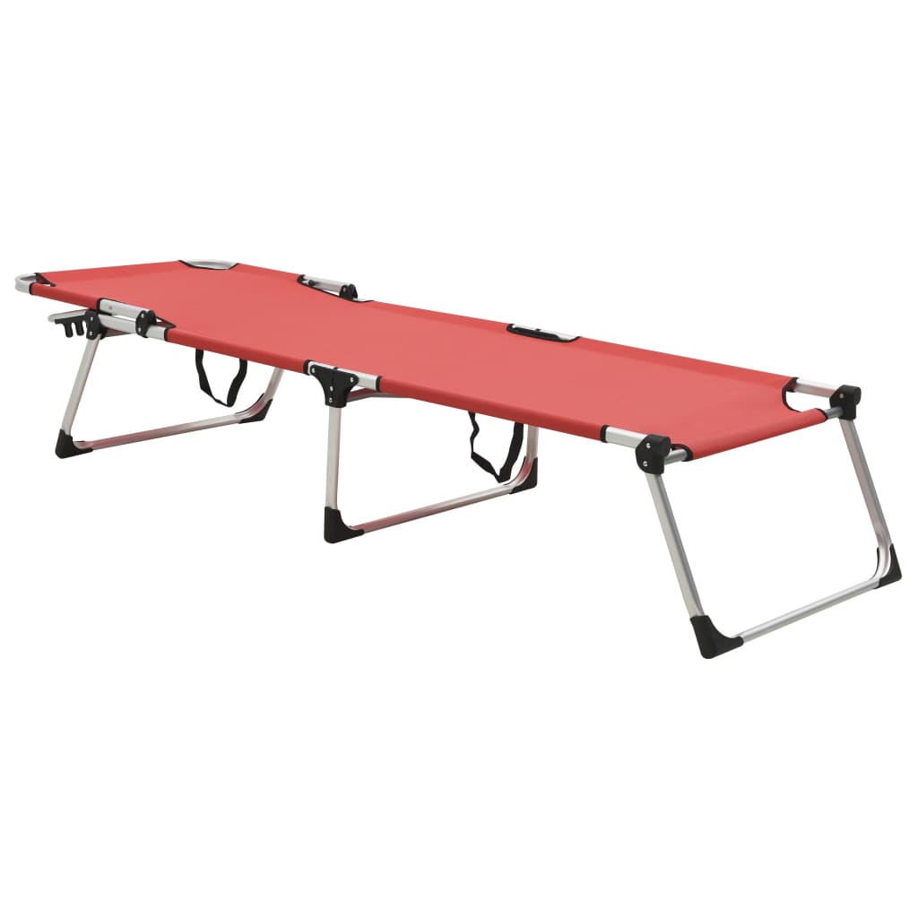Extra Hohe Klappbare Senioren-Sonnenliege Rot Aluminium