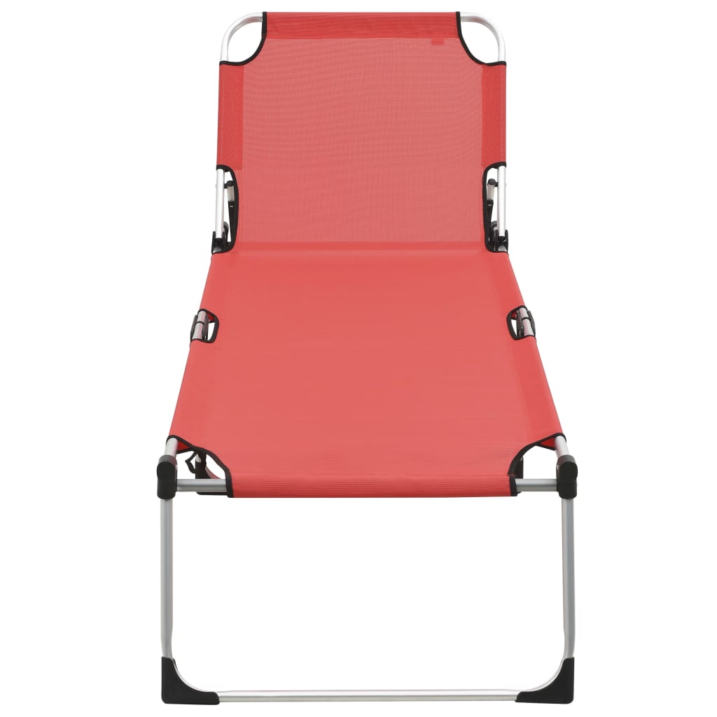Extra Hohe Klappbare Senioren-Sonnenliege Rot Aluminium