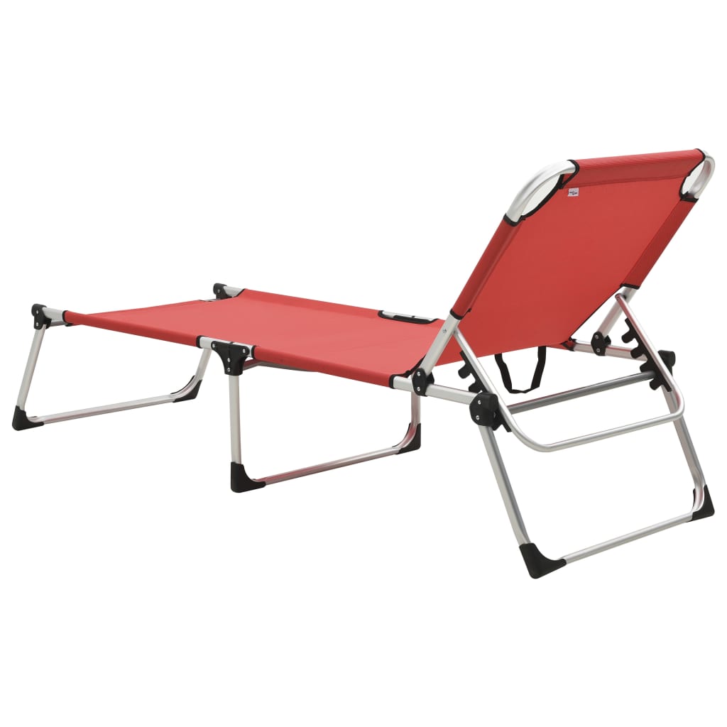 Extra Hohe Klappbare Senioren-Sonnenliege Rot Aluminium
