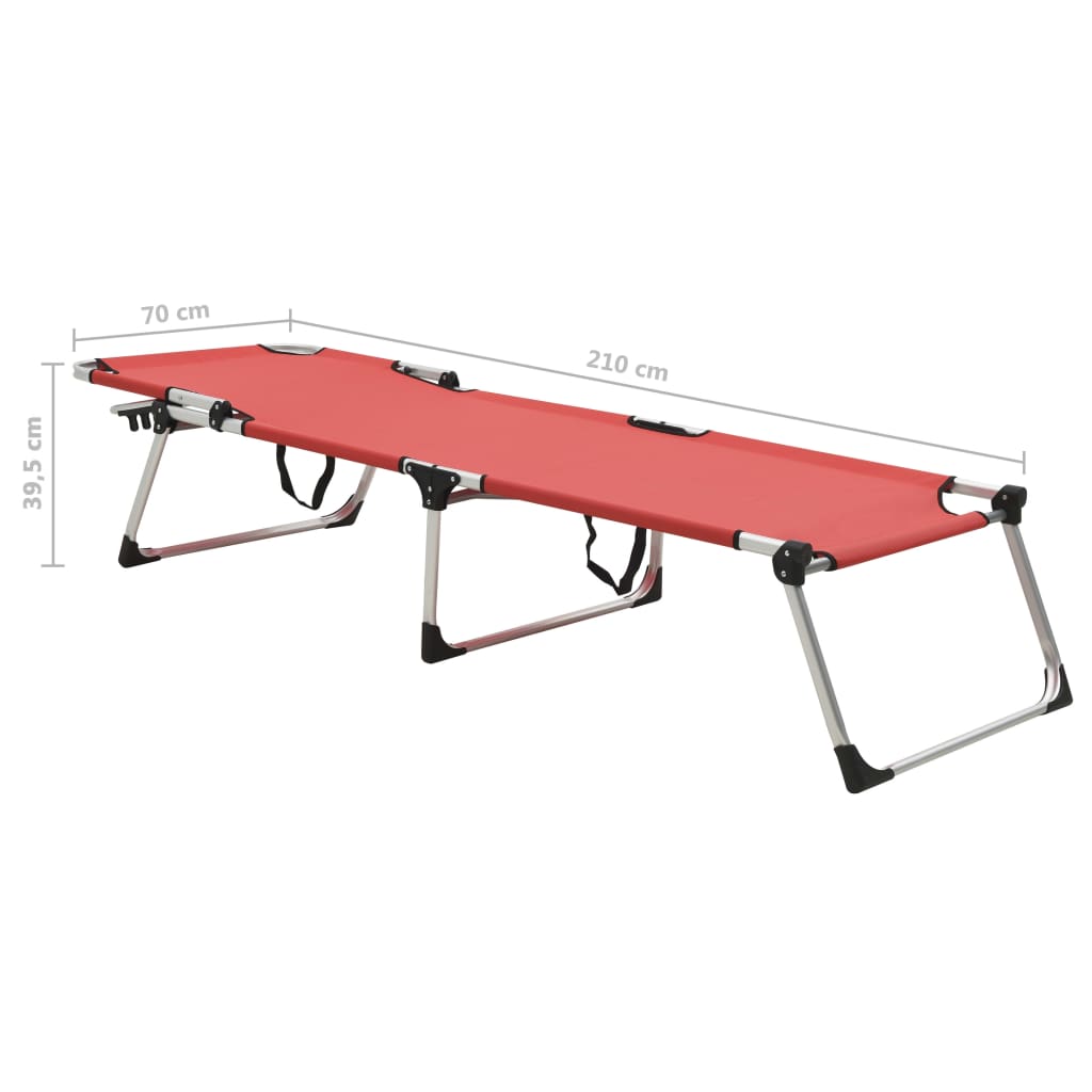 Extra Hohe Klappbare Senioren-Sonnenliege Rot Aluminium