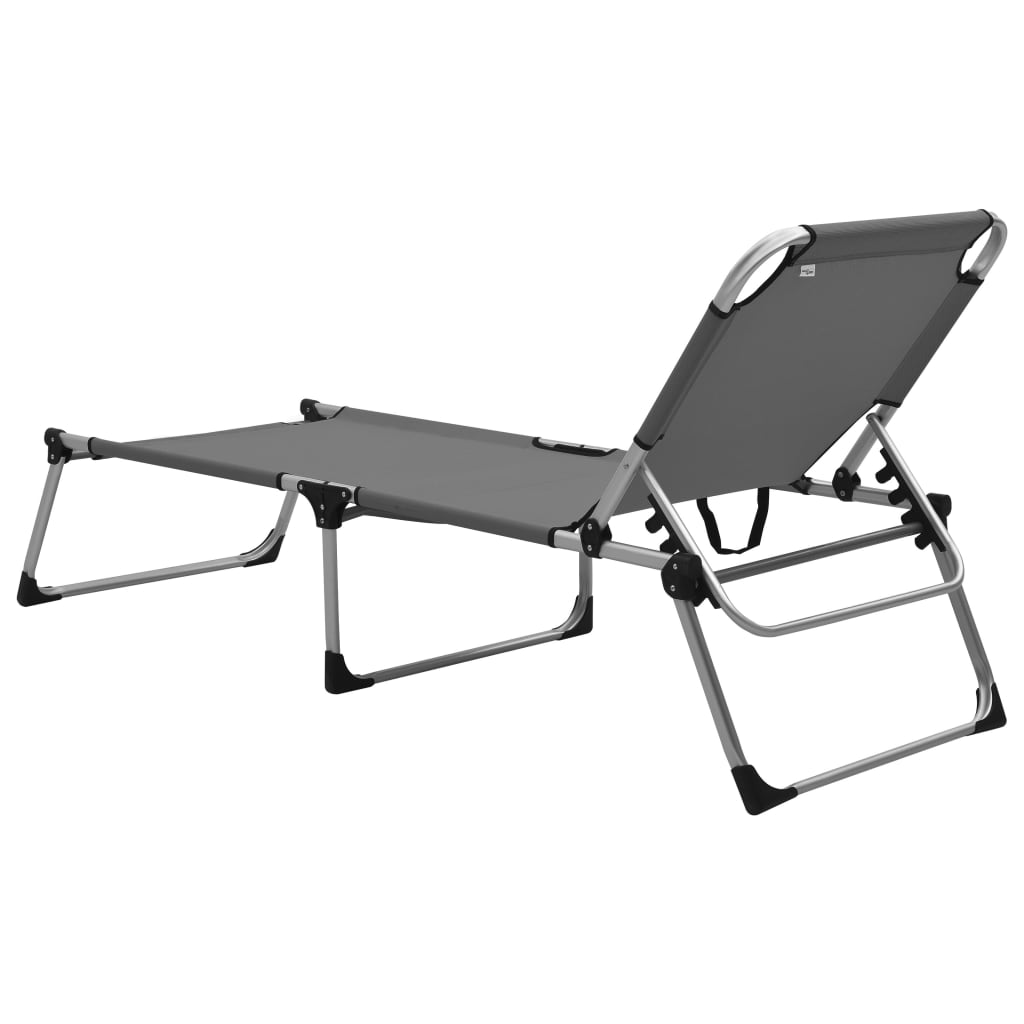 Extra Hohe Klappbare Senioren-Sonnenliege Grau Aluminium