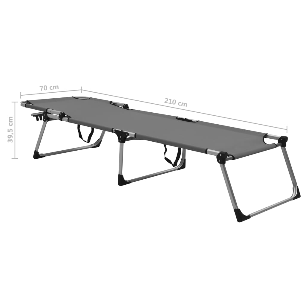 Extra Hohe Klappbare Senioren-Sonnenliege Grau Aluminium