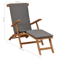 Thumbnail for Liegestuhl mit Auflage Dunkelgrau Massivholz Teak