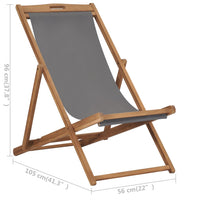 Thumbnail for Strandstuhl Klappbar Massivholz Teak Grau