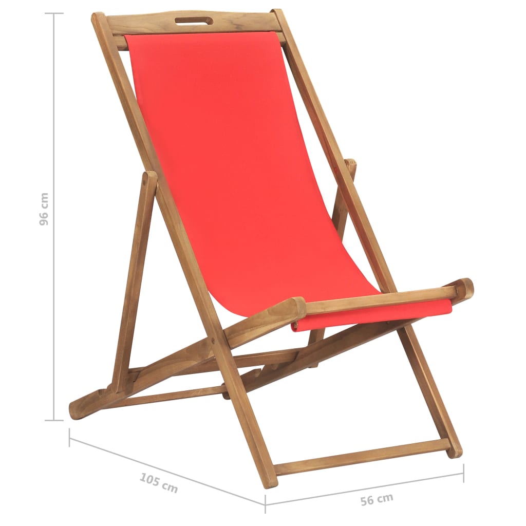 Strandstuhl Klappbar Massivholz Teak Rot