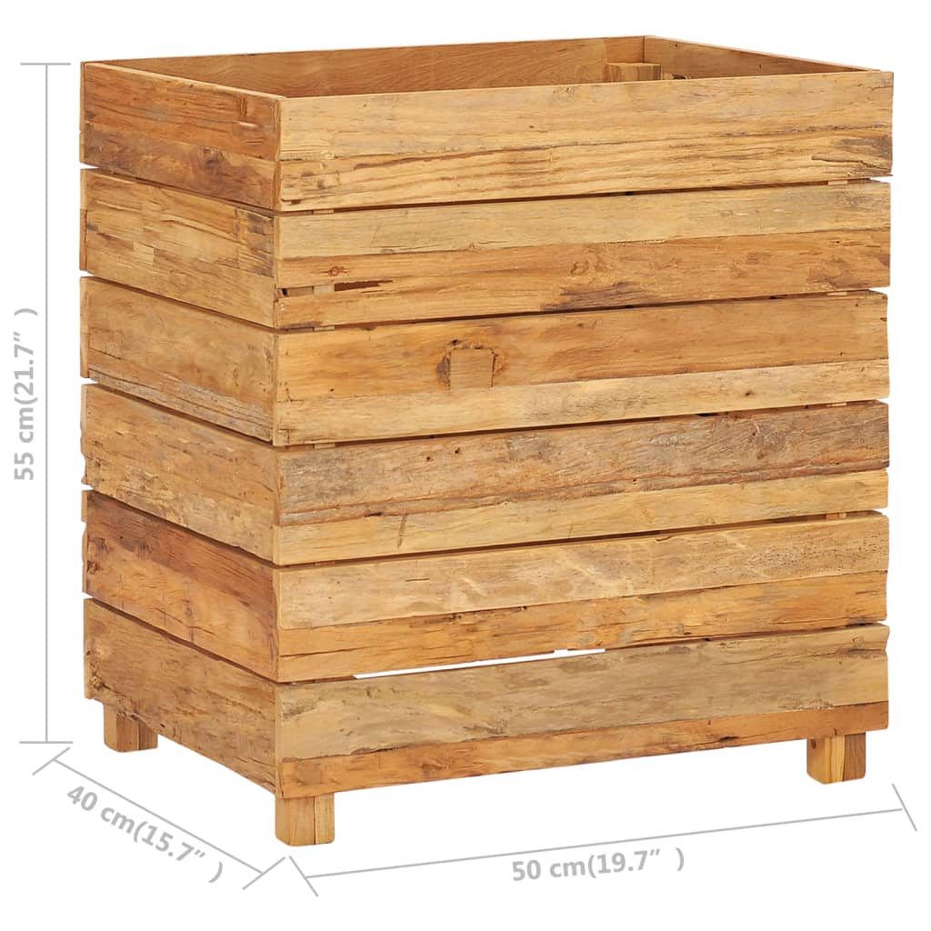 Hochbeet 50x40x55 cm Teak Altholz und Stahl