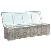 Thumbnail for Aufbewahrungsbox 120 cm Weiß Kubu-Rattan und Massivholz Mango